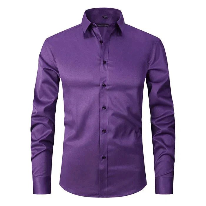 Camisa de algodón de manga larga y corte regular para hombre