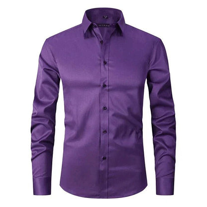 Camisa de algodón de manga larga y corte regular para hombre