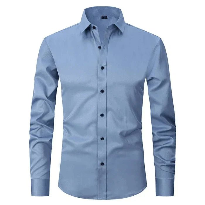 Camisa de algodón de manga larga y corte regular para hombre