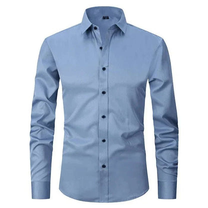 Camisa de algodón de manga larga y corte regular para hombre
