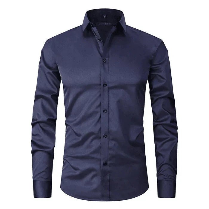 Camisa de algodón de manga larga y corte regular para hombre