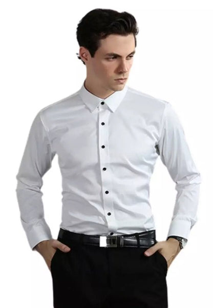 Camisa de algodón sin planchar corte regular para hombre