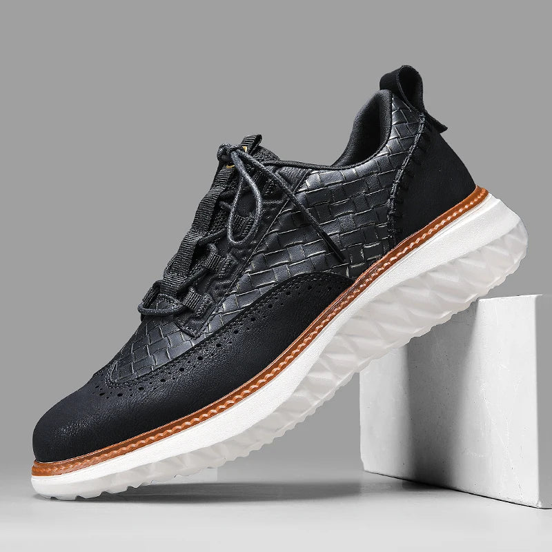 Zapatillas brogue con patrón trenzado – Suela gruesa para hombre