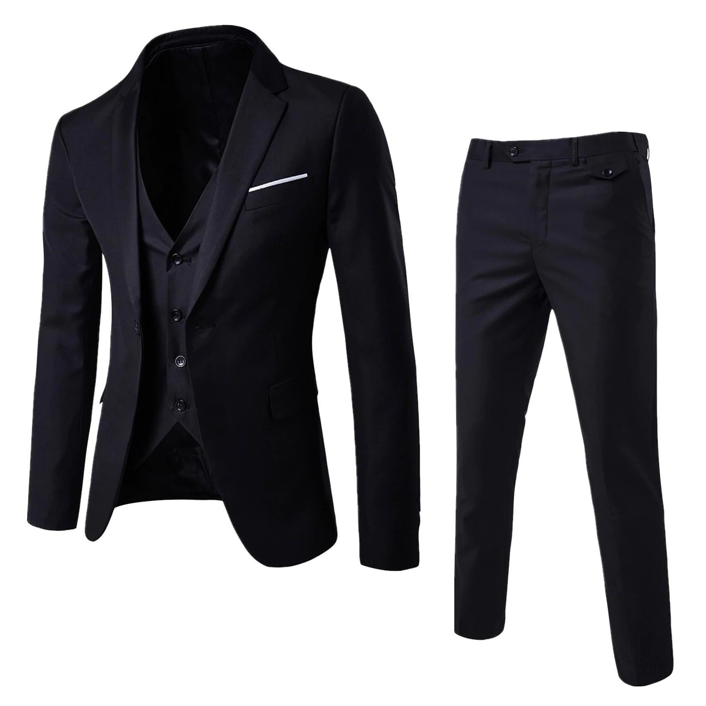 Traje de negocios de dos piezas slim fit: chaqueta y pantalón para hombre
