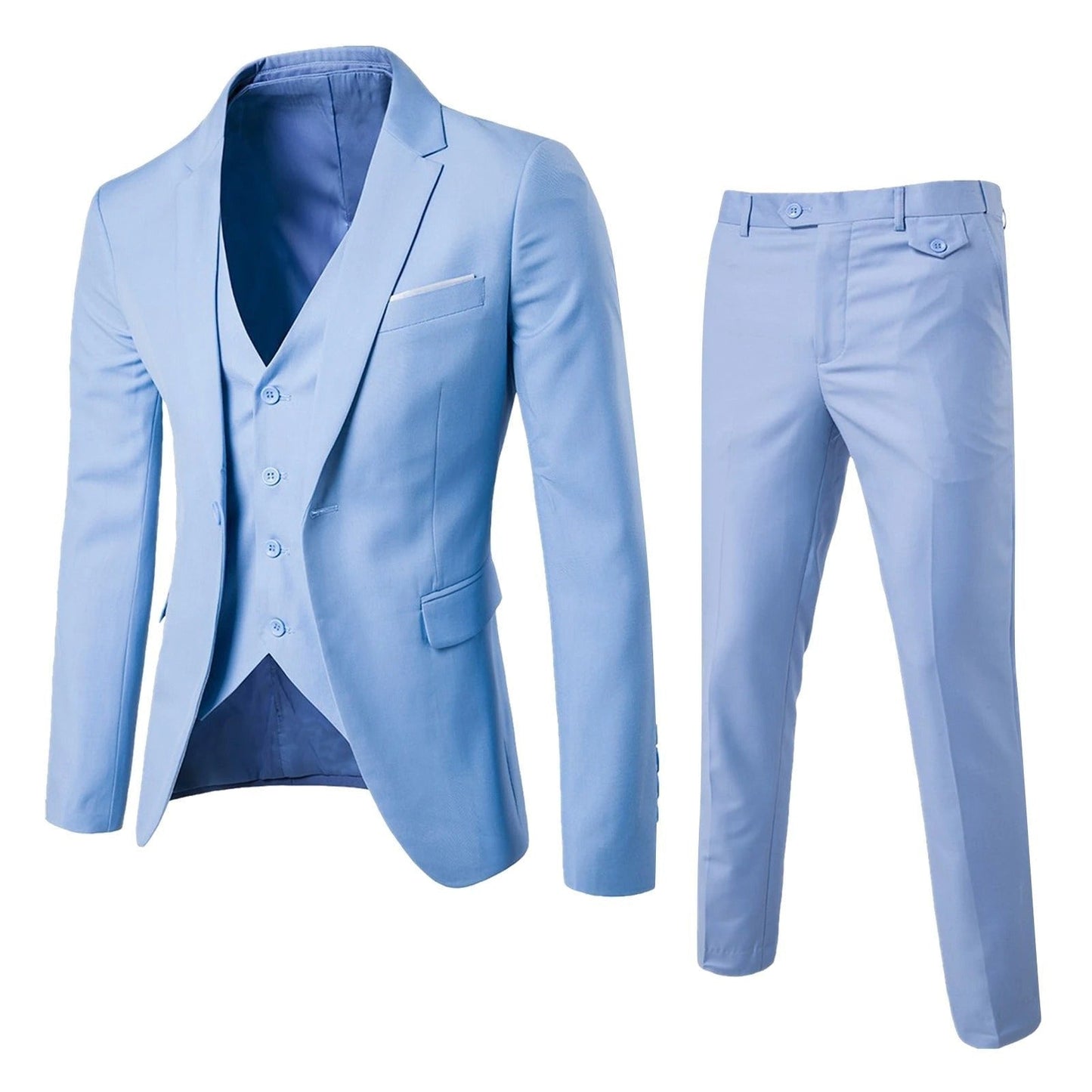 Traje de negocios de dos piezas slim fit: chaqueta y pantalón para hombre