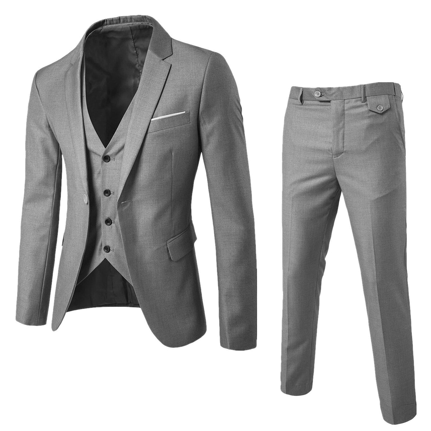 Traje de negocios de dos piezas slim fit: chaqueta y pantalón para hombre