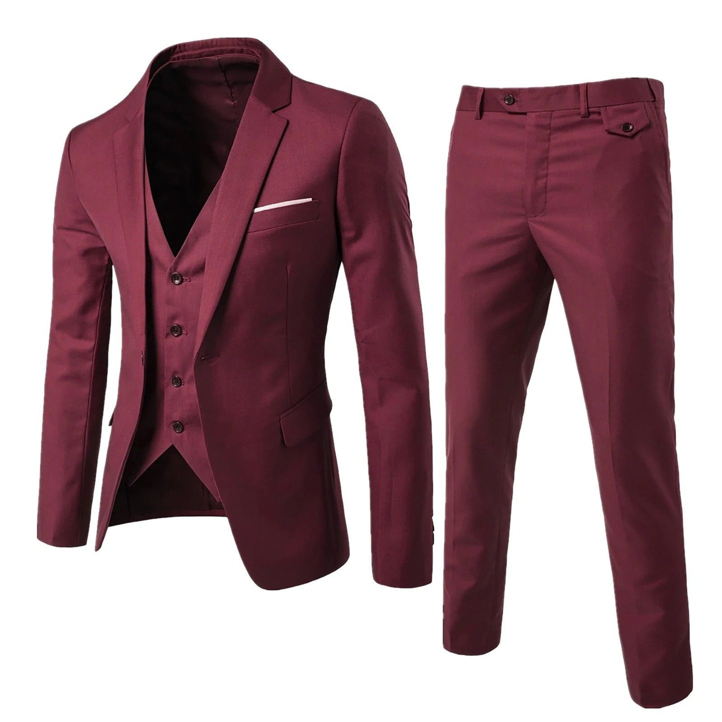 Traje de negocios de dos piezas slim fit: chaqueta y pantalón para hombre