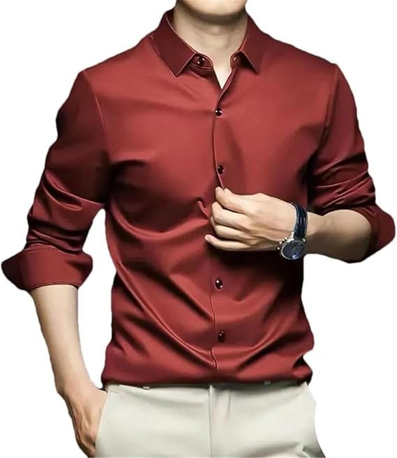 Camisa de negocios de manga larga de popelina de algodón para hombre