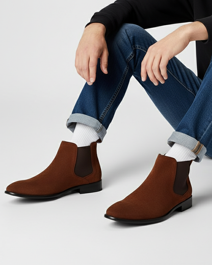 Botines Chelsea de ante con paneles laterales para hombre