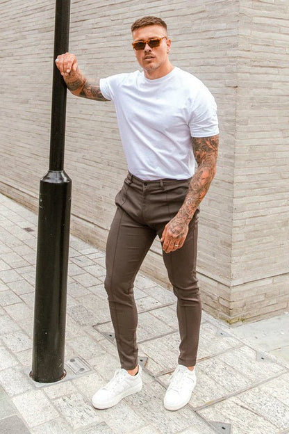 Pantalones chinos de algodón corte regular para hombre