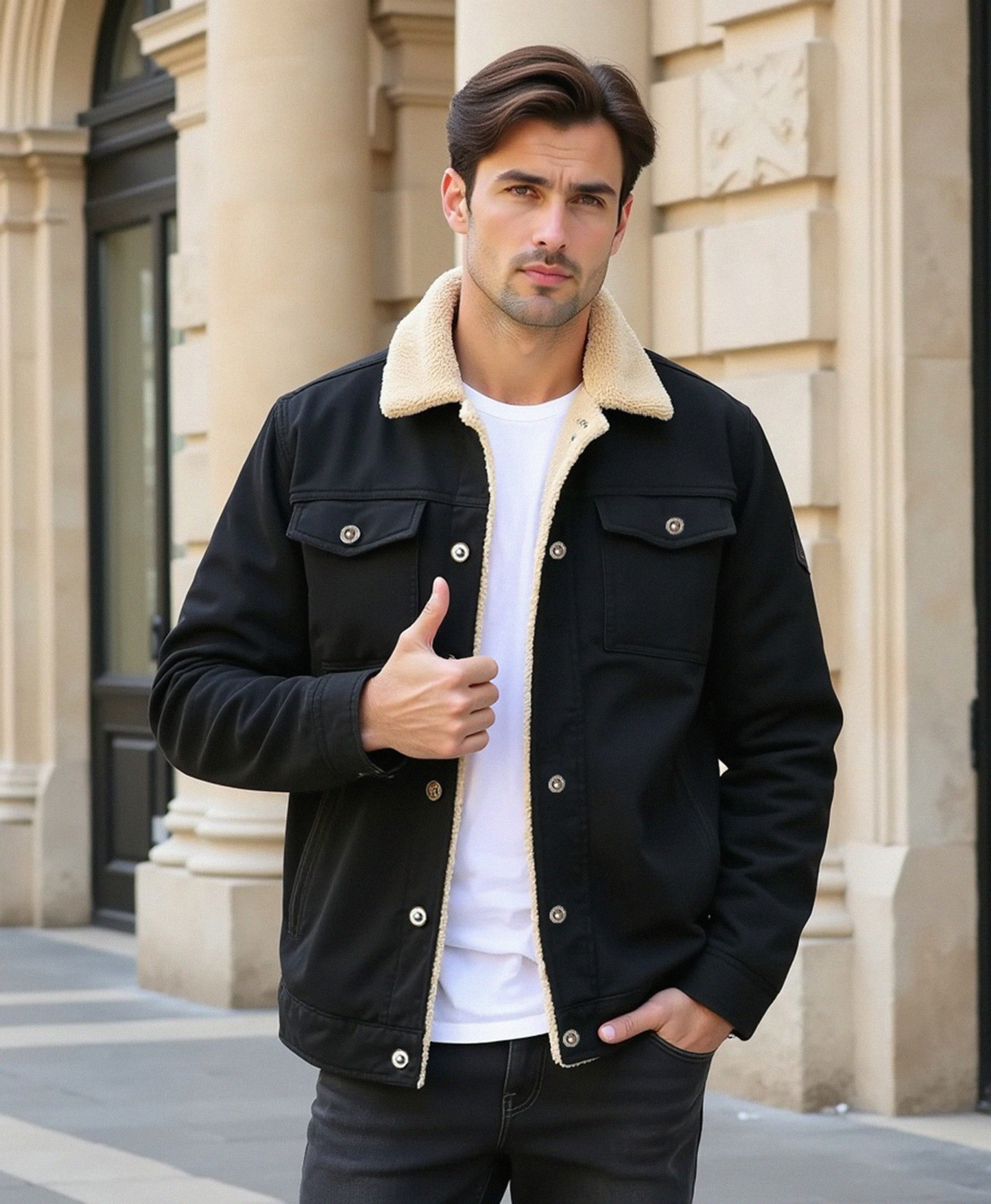 Chaqueta de invierno Clean Cut con bolsillos funcionales para hombres