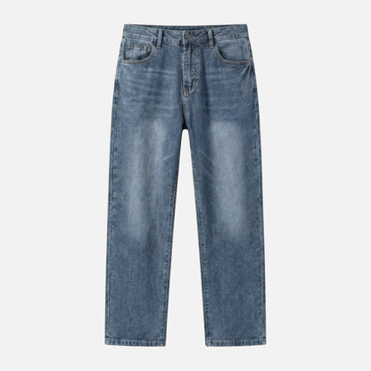 Jeans de mezclilla de corte recto – Lavado casual para hombre