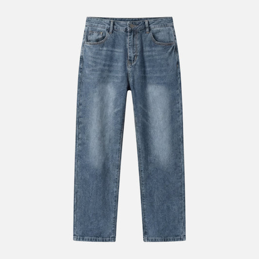 Jeans de mezclilla de corte recto – Lavado casual para hombre
