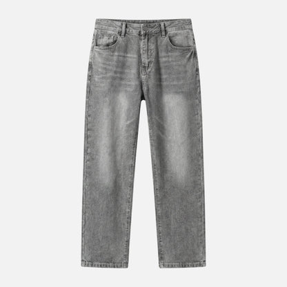 Jeans de mezclilla de corte recto – Lavado casual para hombre