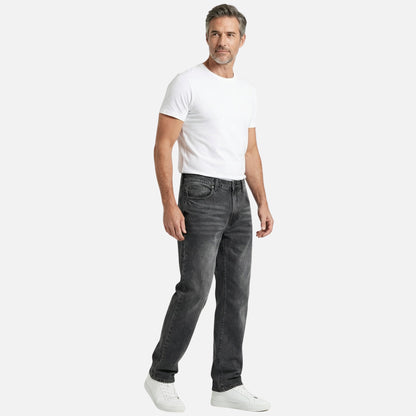 Jeans de mezclilla de corte recto – Lavado casual para hombre