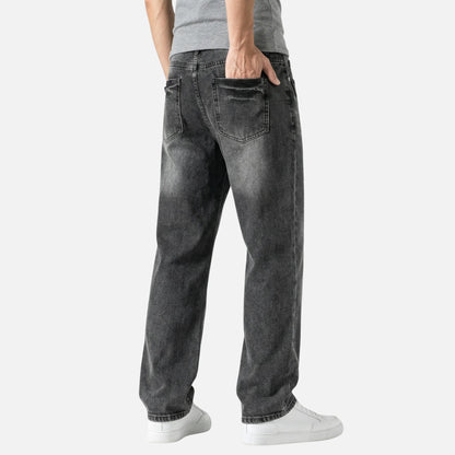 Jeans de mezclilla de corte recto – Lavado casual para hombre