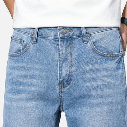 Jeans de mezclilla de corte recto – Lavado casual para hombre