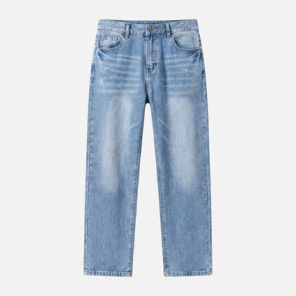 Jeans de mezclilla de corte recto – Lavado casual para hombre