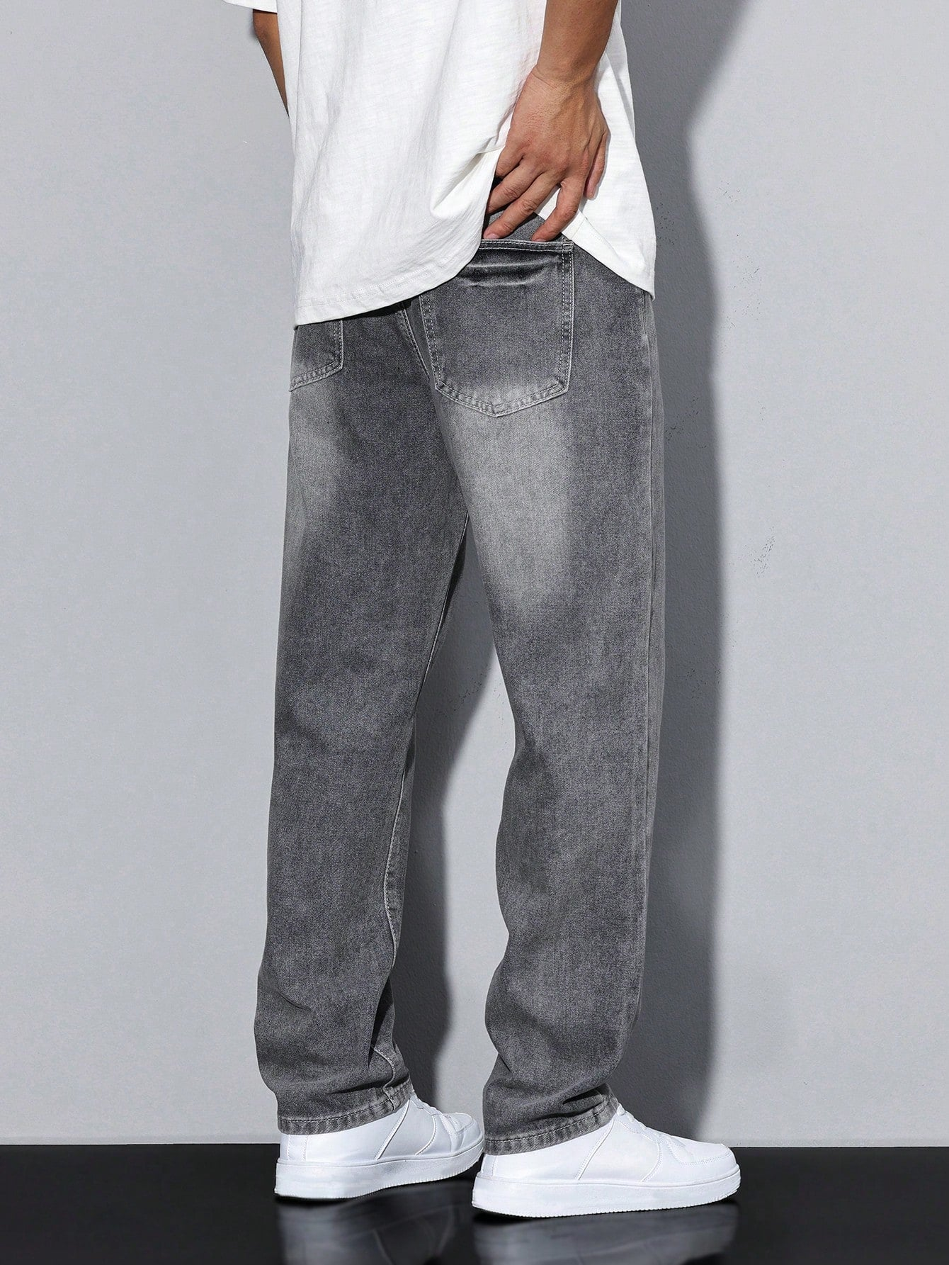 Jeans de mezclilla de corte recto – Lavado casual para hombre