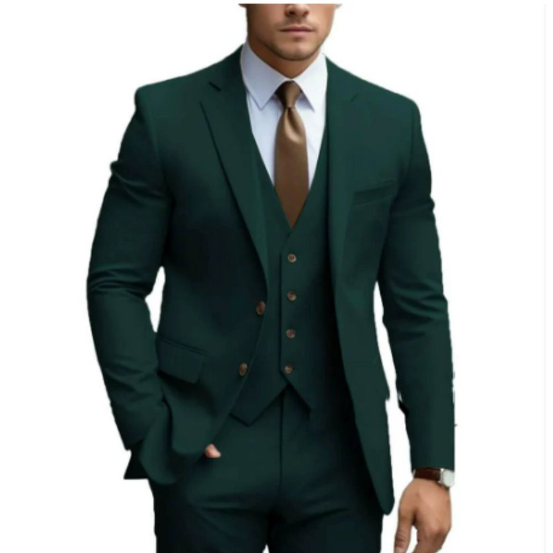 Traje slim fit de tres piezas: chaqueta, chaleco y pantalón para hombre