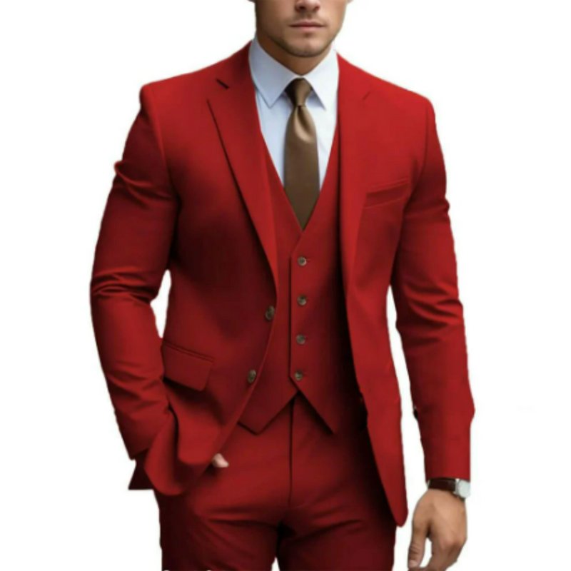 Traje slim fit de tres piezas: chaqueta, chaleco y pantalón para hombre