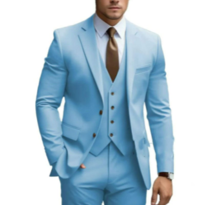 Traje slim fit de tres piezas: chaqueta, chaleco y pantalón para hombre