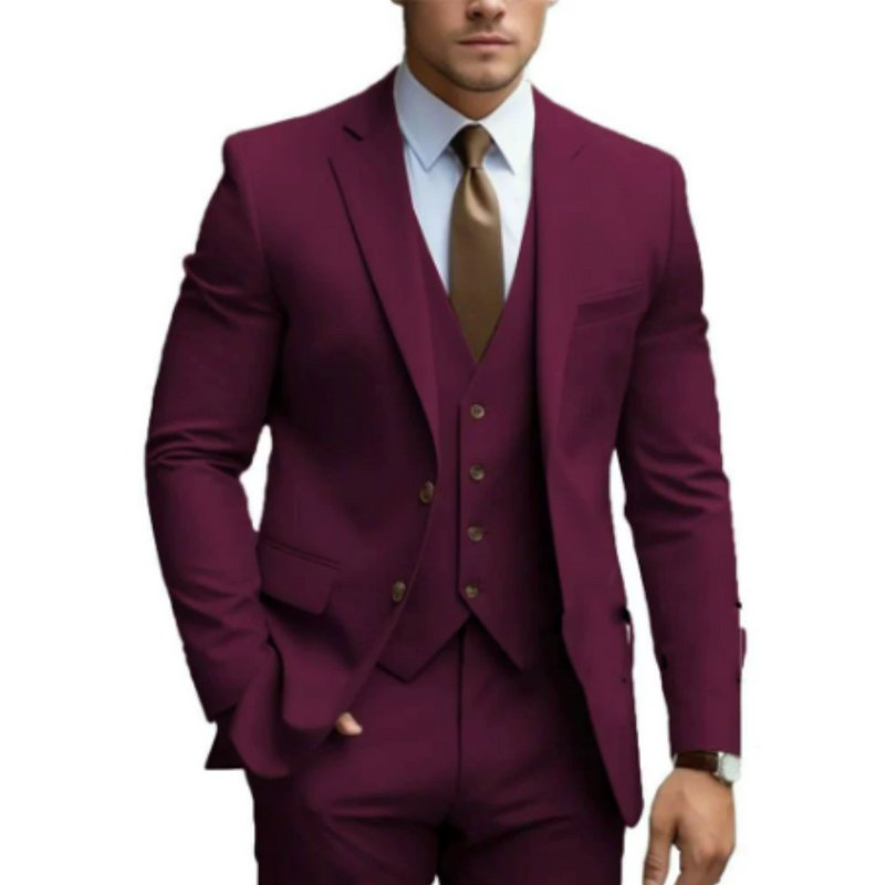 Traje slim fit de tres piezas: chaqueta, chaleco y pantalón para hombre
