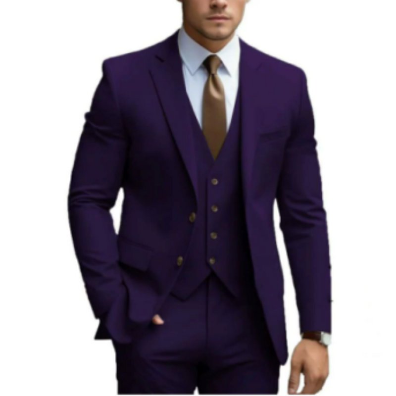 Traje slim fit de tres piezas: chaqueta, chaleco y pantalón para hombre