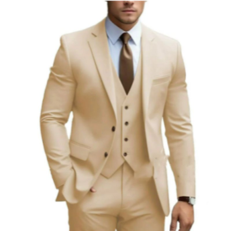 Traje slim fit de tres piezas: chaqueta, chaleco y pantalón para hombre