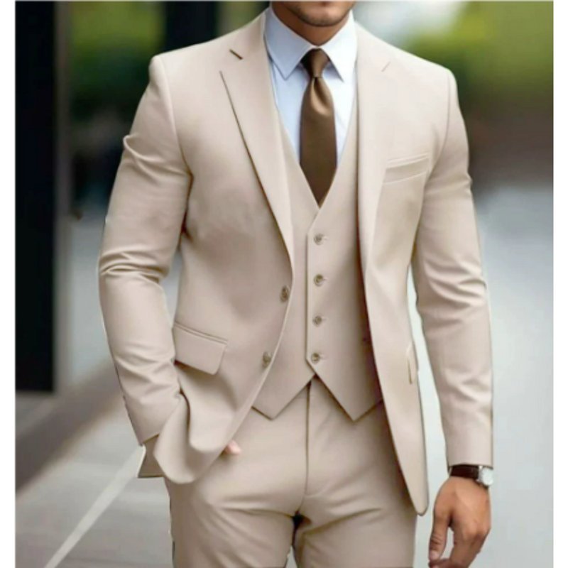 Traje slim fit de tres piezas: chaqueta, chaleco y pantalón para hombre