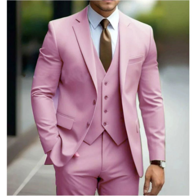 Traje slim fit de tres piezas: chaqueta, chaleco y pantalón para hombre