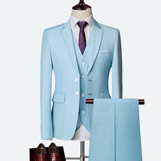Traje slim fit de tres piezas con chaqueta, chaleco y pantalón para hombre