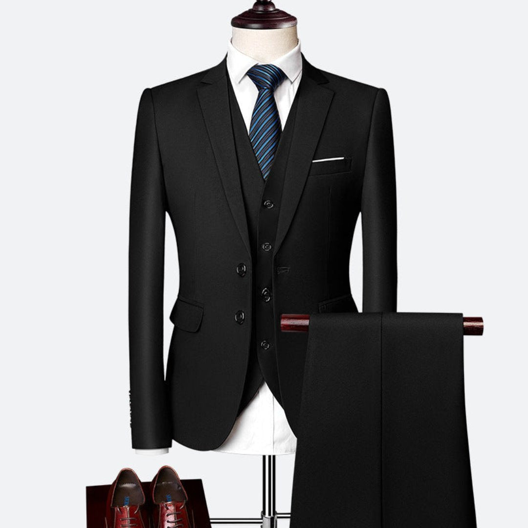Traje slim fit de tres piezas con chaqueta, chaleco y pantalón para hombre