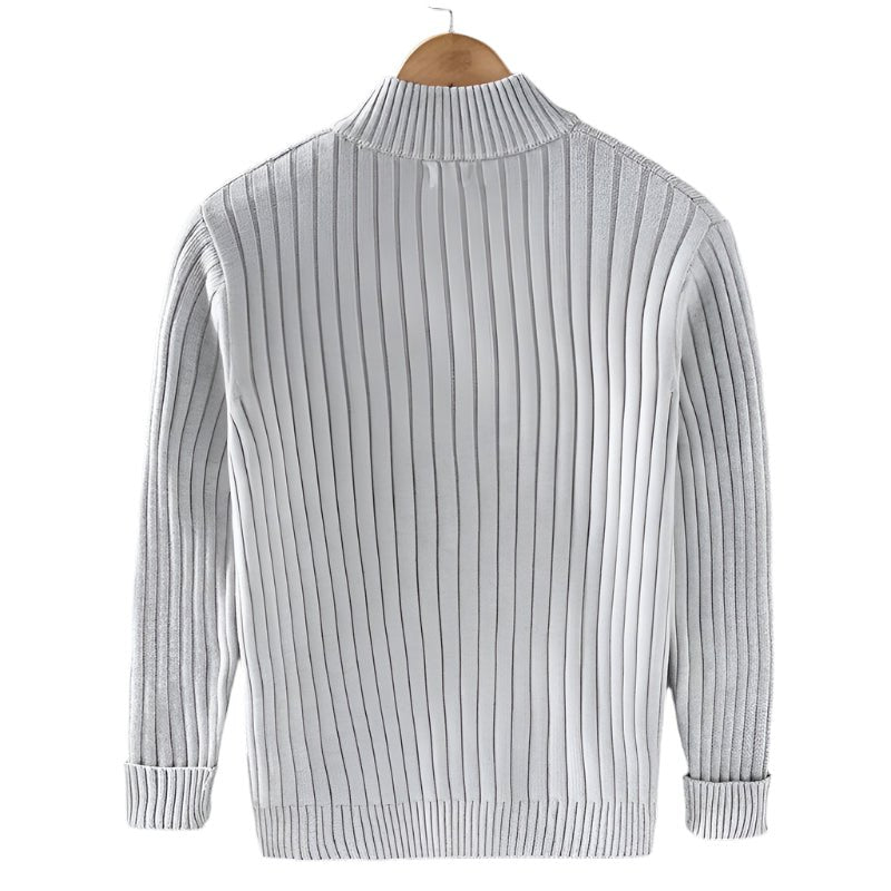 Cárdigan de punto fino con patrón acanalado para hombre