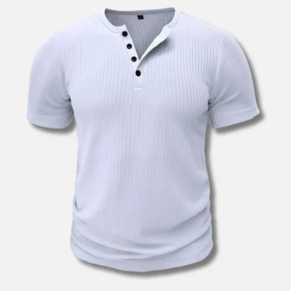 Camiseta Henley ajustada de algodón para hombre