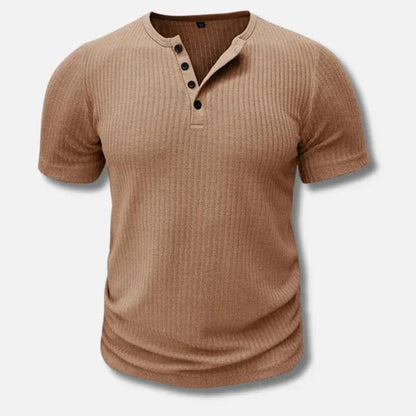 Camiseta Henley ajustada de algodón para hombre