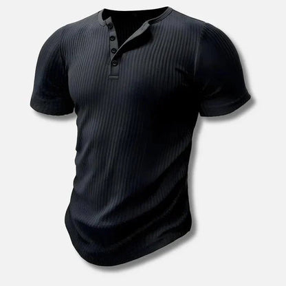 Camiseta Henley ajustada de algodón para hombre