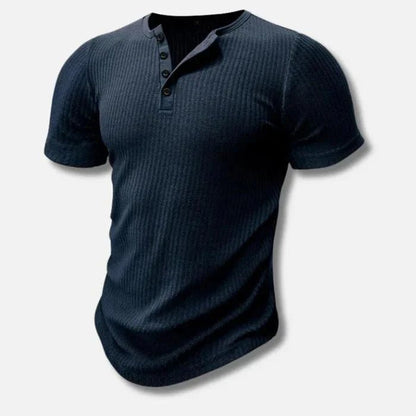 Camiseta Henley ajustada de algodón para hombre