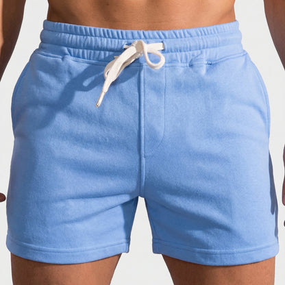 Shorts de forro polar con cordón y bolsillos para hombre
