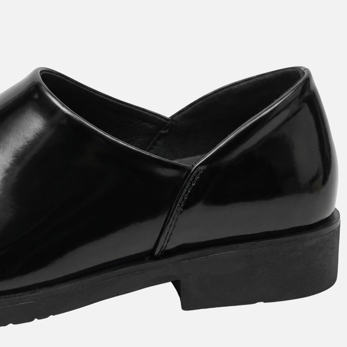Mocasín sintético formal brillante – Ajuste estrecho con tacón bloque para hombre