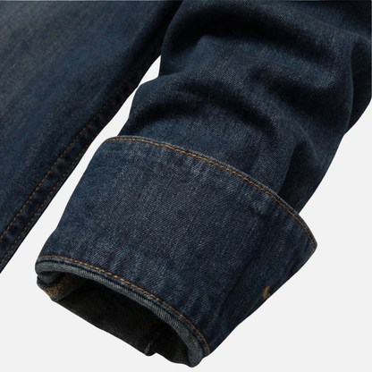 Camisa de mezclilla elástica para tiempo libre, corte slim fit con bolsillos en el pecho para hombre