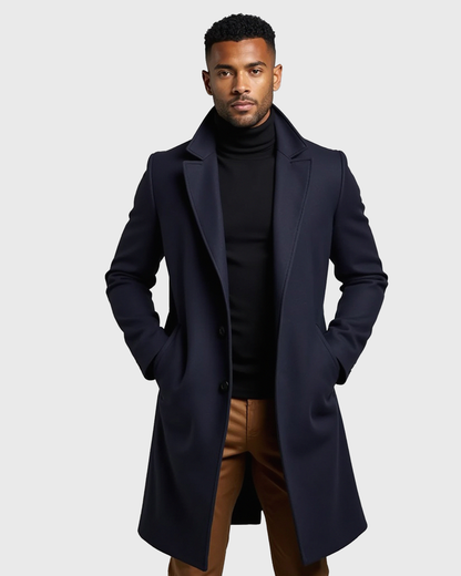 Abrigo de invierno acolchado con forro, cuello clásico y bolsillos frontales para hombre