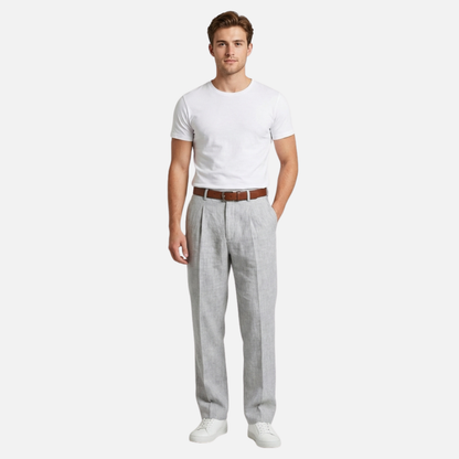 Pantalón clásico de rayas diplomáticas – Pantalón de tela de corte recto para caballeros