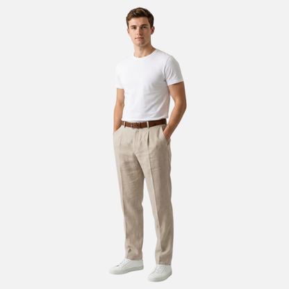 Pantalón clásico de rayas diplomáticas – Pantalón de tela de corte recto para caballeros