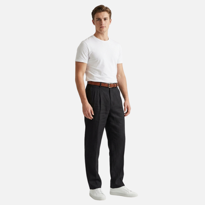 Pantalón clásico de rayas diplomáticas – Pantalón de tela de corte recto para caballeros