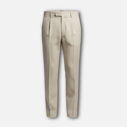Pantalón clásico de rayas diplomáticas – Pantalón de tela de corte recto para caballeros