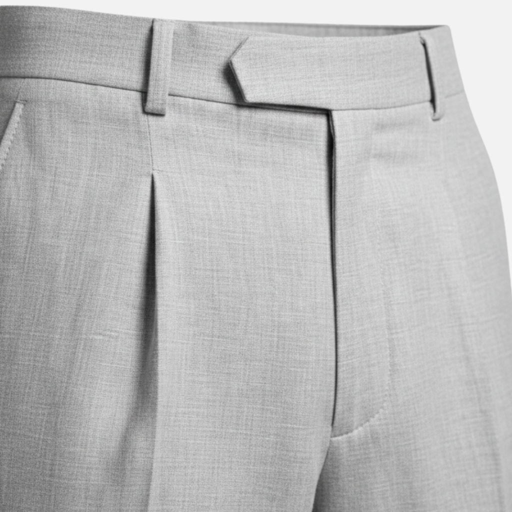 Pantalón clásico de rayas diplomáticas – Pantalón de tela de corte recto para caballeros