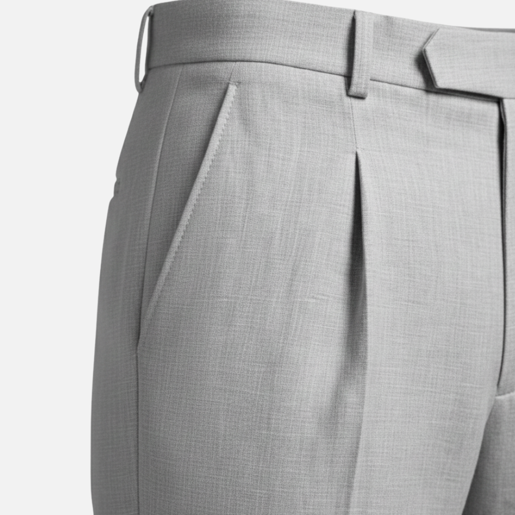 Pantalón clásico de rayas diplomáticas – Pantalón de tela de corte recto para caballeros