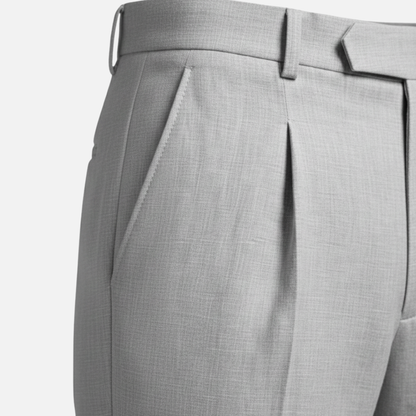 Pantalón clásico de rayas diplomáticas – Pantalón de tela de corte recto para caballeros