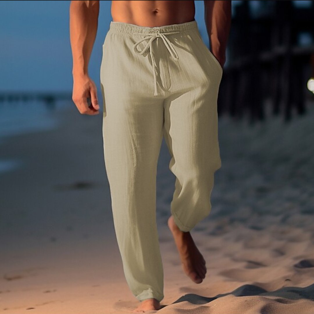 Pantalón de lino de corte recto para hombre